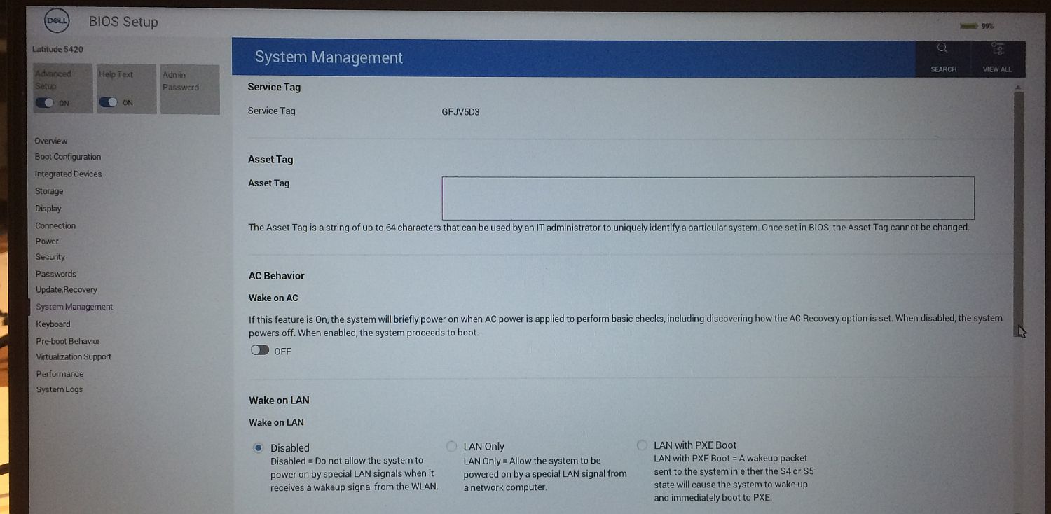 Wake on LAN -newer BIOS  
